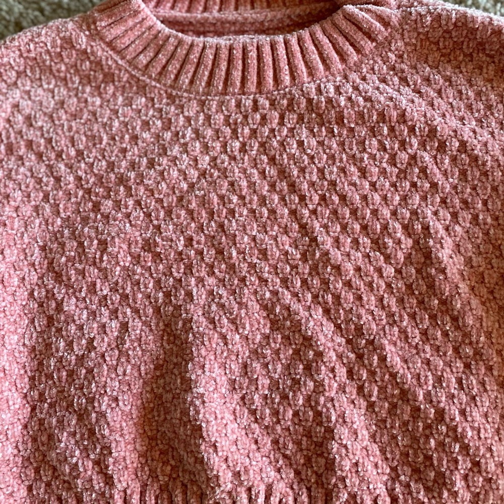 Pink Velvet Cropped Sweater - Picture 2 of 2